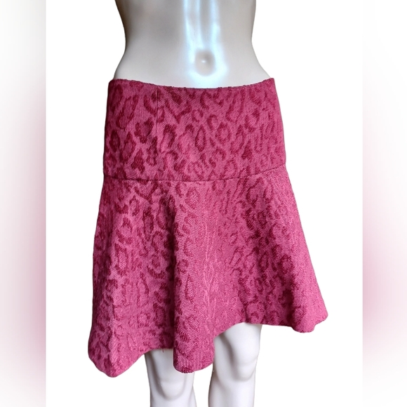 Free People Red Aline Skater Skirt Velvet Size 8 - Picture 6 of 8